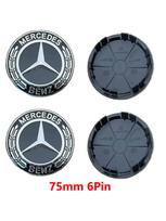 Automobilio lipdukai 4 vnt. 75 mm 65 mm A1674015900 Nauji juodi 6 kaiščiai Mercedes Benz automobiliams Ratų stebulių dangteliai Ratlankių dangtelis Emblema Ženklelis Logotipas 4PCS gray
