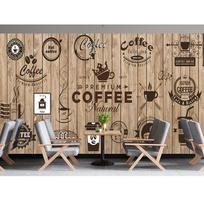 Kavos tema tapetai Juoda lenta Rankomis tapytas kavos Retro freska Kavos parduotuvė 3D sienų popierius Greito maisto restorano tapetai 200 cm(W) x 140 cm(H) beige