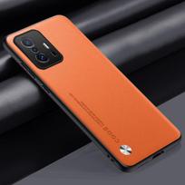 Prabangus PU odos dėklas Xiaomi Mi 11T Pro Mi11T, matinės spalvos, silikoninė apsauga, dėklas telefonui Xiaomi 11T Pro 11TPro Coque For Xiaomi 11T oranžinė