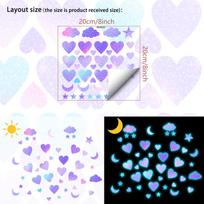 Gradual-shifting Glitter Heart Night Light Sticker for Starry Sky, Moon, Stars, Clouds and Wall Decoration. black