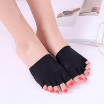 Women's Summer Toe Cover: Half-Palm High Heel Five-Finger Invisible Socks One Size beige