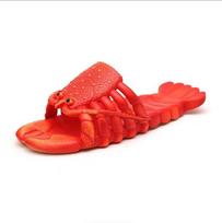 Summer Lobster Slippers Men Funny Animal Flip Flops Cute Beach Shower Casual Shoes Women Soft Home Slippers 34-35 red