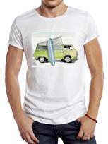 TEEHUB Vintage Surf Wagon Men T Shirt Graphic Cloth Surfing Bus Casual Male Tops Hipster Retro XS gray