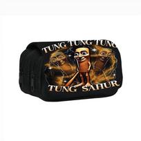 Tung Tung Tung Sahur Italian Brainrot Meme Pencil Case Pen Box Bags Girls Boys Large Storage Students School Cosmetic Pencilcase brown