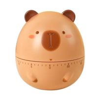 Cartoon Capybara Themed Timer Easy Twist Function Manual Wind Up Mechanical Timer For Cooking And Study Productivity 1 beige