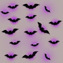 16pcs 3D Luminous LED Bat Light Stereoscopic Glowing Wall Sticker Night Light Bat  Indoor Decoration violetinė