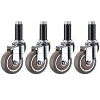 4Pcs Expanding Stem Casters TPE Rubber Wheel with Ball Bearing for 22-28mm Round Tube Kitchen Tables 2 inch