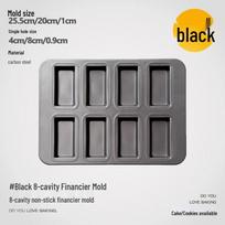 MDNG Non-stick Carbon Steel Financier Molds, 8-Cavity (2-Pack) gray