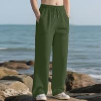 Men Textured Straight Leg Loose Pants Casual Relaxed Fit Workout Stretch Trousers Bottoms M white