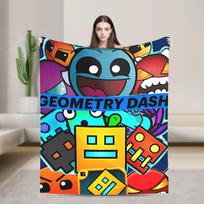 Geometry Gaming Dėmėtas pledas Pikniko flanelinis pledas sofai, lovai Šiltas minkštas individualios kokybės patalynės užvalkalas Gimtadienio dovana 75cmx90cm blue