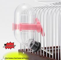 Large Capacity Water Dispenser for Hamsters, Chinchillas, Guinea Pigs, Squirrels, and Small Rabbits with Roller Ball Design. 60ml stainless steel head mėlyna