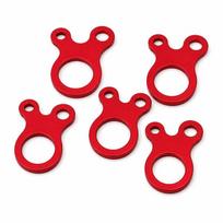 5Pcs Tent Rope Buckles 3 Hole Camping Tent Wind Rope Buckle Aluminium Alloy Tensioner Tent Cord Rope Fastener Tighten Hook raudona