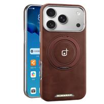 Leather Case for iPhone 17 Pro Max 16 Pro 17 Air 15 Plus 14 13 12 Magnetic Wireless Charging Rotating Metal Bracket Phone Cover iPhone 16 tamsiai ruda spalva