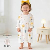 Bamboo Fiber Baby Sleep Bag with AC Suit - Summer Long Sleeve for Boys & Girls, Thin Children's Sleepwear 120 (4-5 years, 30-32 lbs) white