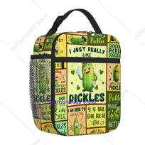 Pickle Colorful Lunch Box Reusable Oxford Bento Tote Bag Portable Thermal Lunch Bag for Adults Kids Work School Picnic One Size beige