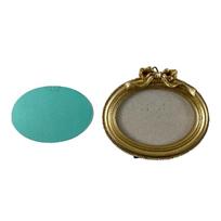 Mini Gold Picture Frame Retro Small Antique Resin Baroques Picture Frame Hanging Tabletop Display for DIY Jewelry blue