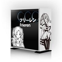 Frieren Anime Stickers for PC Case,Japanese Cartoon Graffiti Decor Decals for Atx Computer Chassis,Hollow Out Vinyl Sticker white