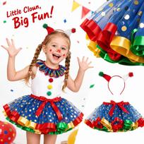 Girls' Halloween Costume Dress and Headband Set - 2 Piece Outfit for Kids 120 raudona