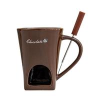 Ceramic Small Fondue Cup with Fork Chocolate Cheese Butter Melter Mug Pot Home Decors Perfect For Christmas Parties Gift kava