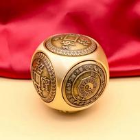 Brass Six Faced Rotating Lucky Coin Spinner Fidget Toy, Stress Relief Sensory Focus Tool, Feng Shui Fortune Gift for Adults brown