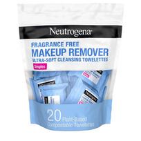Neutrogena Makeup Remover Wet Wipes Daily Single Face Cleansing Toblets 20 Alcohol-Free Wipes that Remove Dirt and Oil, 20 wipes, 1 pcs black