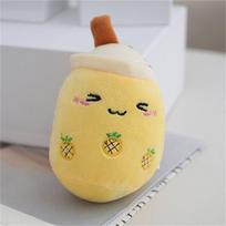 Pliušinės lėlės burbulinės arbatos raktų pakabukas, įdaryti Boba Boba lėlė pliušiniai žaislai, pieno arbatos raktų pakabukas, mergina yellow2 beige