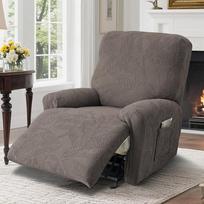 1/3 Seater Jacquard Recliner Sofa Cover Solid Color Relax Armchair Covers Stretch Single Couch Slipcover For Living Room Bedroom gray