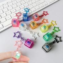 New Transparent Star Keyboard Keychain Pendant Mechanical Keycap Fingertip Press EDC Stress Relief Sensory Toy gray
