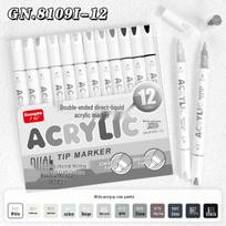 Guangna 8109 Double-Ended Acrylic Marker Pens for DIY Art and Journaling white
