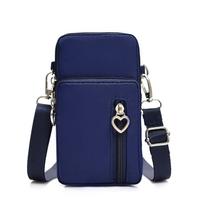Waterproof Mobile Phone Bag Women's Mini Crossbody Bag Daily Multi-layer Zipper Purse Casual Outdoor Travel Nylon Bag L dangaus mėlyna spalva