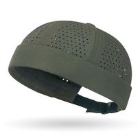 New Mesh Brimless Skullies Cap Breathable Adjustable Docker Hat Solid Color Casual Beanie Hat Unisex gray