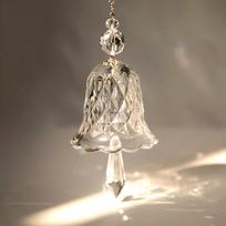 Hanging Crystal Wind Chimes Suncatcher Handmade Glass Bell Clear AB 11.5cm/4.5in for Christmas Tree Window Garden Decoration (as the picture,One Size) gray