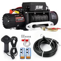 SIHAO 13 500 svarų elektrinis gervė – galingas 4,8 kW variklis, sintetinė virvė, belaidis ir laidinis nuotolinio valdymo pultas, tvirtas ATV/UTV/sunkvežimio tempimo ir gelbėjimo rinkinys