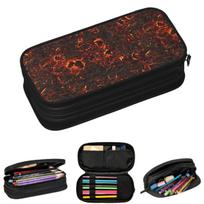 Magma Volcano Lava Fire Pencil Cases for Students School Pen Box Pencil Bag Large Storage Pencil Pouch 21x10.5x5cm black