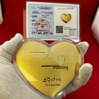Gold Heart 520 Valentine's Day Pure Gold 999 Coin Ornament - 520mg Heart-Shaped Gift Without Gold brown