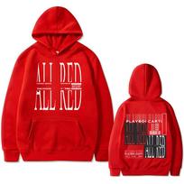 Rapper Playboi Carti Opium ALL RED Album Graphic Hoodie Men Women Fashion Hip Hop Hooded Sweatshirt Men's 90s Oversized Hoodies S red