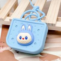 Labubu coin purse for girls small gift cute cartoon detachable  doll small square bag pendant KTB white