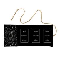 Reusables Tarots Deck Bag Breathable Polyester Linen Fabric Artistic Print Portables Foldable Storage For Card Readers black