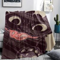 Toothless Cute Style pattern Flannel Blanket, High quality Comfortable for All Seasons, Home Decor, Warmth and Comfort, Perfect for Gifts. 80cm x 120cm gray