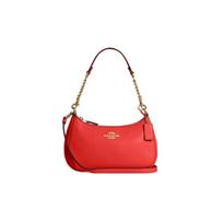 COACH Teri 24 zipper detachable shoulder strap pebbled leather hand-held crossbody bag shoulder bag women's red raudona