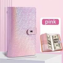Portable Budget Planner Binder Soft Leather Cash Envelope Wallet A6 Binder Pockets Money Organizer for Budgeting rožinė
