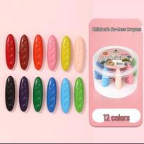 Children's Easy-Grip Washable Crayons - No Mess, Vibrant Colors gray