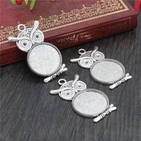 10pcs 20mm Inner Size Antique Silver Plated Gold Owl Style Cabochon Base Setting Charms Pendant black