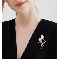 Exquisite Enamel Tulip Brooch Women'S Brooches   Pins Clothing Coat Luxury  Jewelry Girl Gift beige