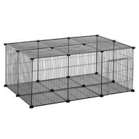 Pet Playpen DIY Small Animal Cage Metal Fence with Door, 22 Pieces, for Bunny Chinchilla Hedgehog Guinea Pig 105 x 70 x 45 cm