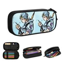 Anime Johnny Joestar JoJo's Bizarre Adventure Pencil Cases for Students School Pen Box Pencil Bag Large Storage Pencil Pouch 21x10.5x5cm white