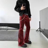 Vyriškos raudonos tigro rašto išblukusios skalbtos platėjančios džinsinės kelnės vidutinio liemens lieknos figūros gatvės stiliaus Small black