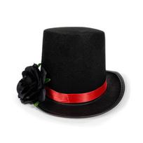 Vibrant Red Gothic Top Hat Classic Black Magician Fedora Headwear  Carnival Night raudona