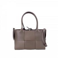 Large Capacity Woven Leather Tote Bag Women Soft Structured Shoulder Vintage Style Daily Commuter 36x23x11 cm gray