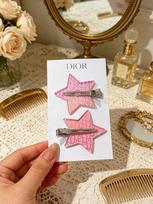 DIOR 2 vnt. Rožinės žvaigždutės plaukų segtukai, Blizgūs nepaliekantys žymių krokodilo formos plaukų segtukai, Mieli dekoratyviniai šoninių kirpčiukų plaukų aksesuarai moterims ir mergaitėms white
